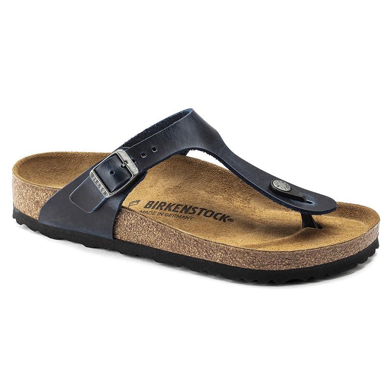 Birkenstock Oiled Læder Gizeh Dame Blå | DK 432VRW